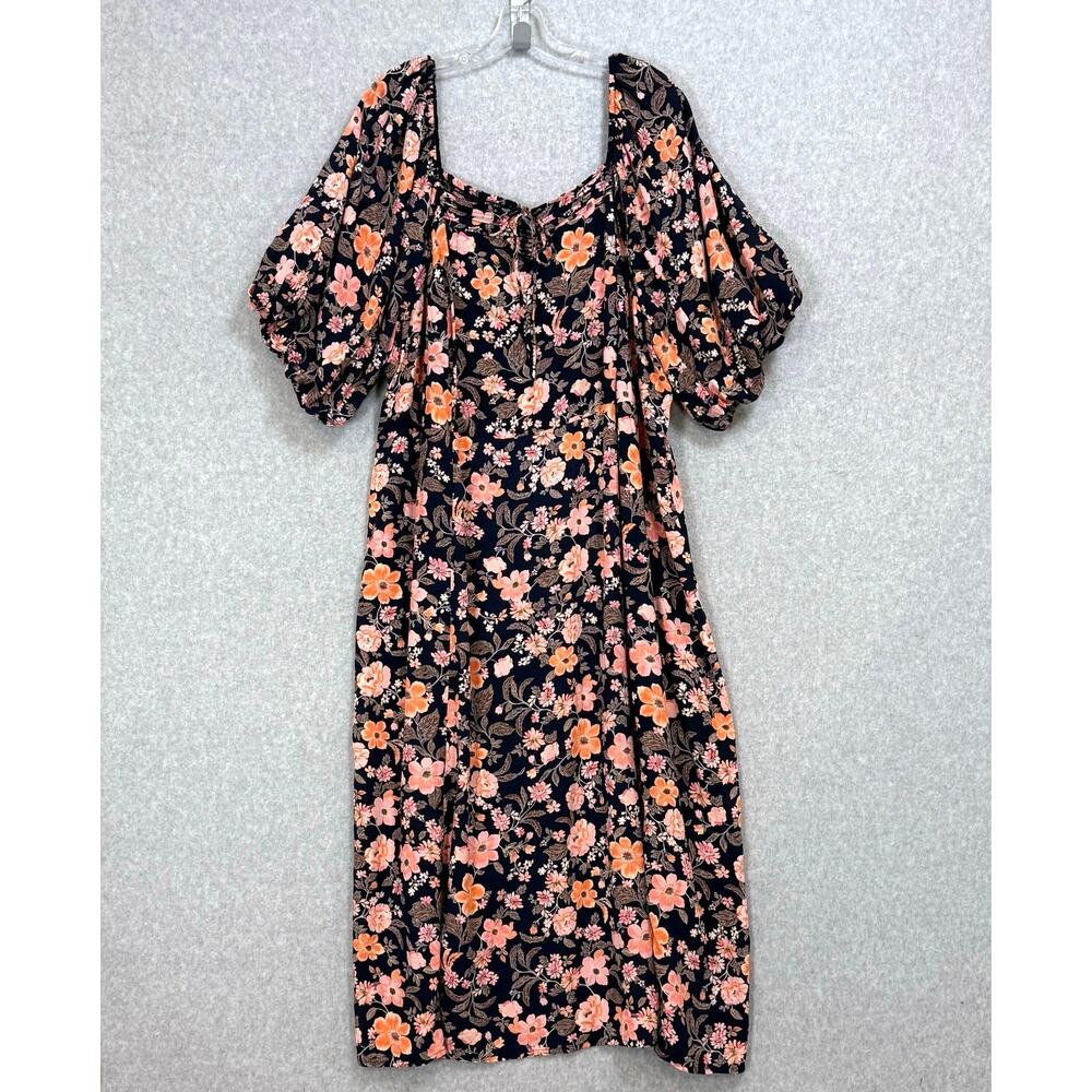 Old Navy Peasant Dress Size 4X Plus Puff Sleeve Cottagecore Floral Boho Prairie - Picture 2 of 16
